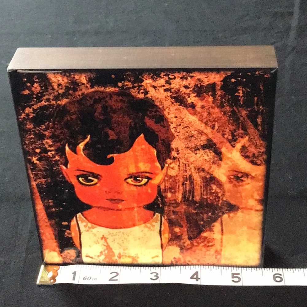 “Red Antique Paper Doll” Original Resin Print on Wood 2008